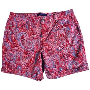 Bandolino Size 12 Red Paisley Womens "Amy Shorts"